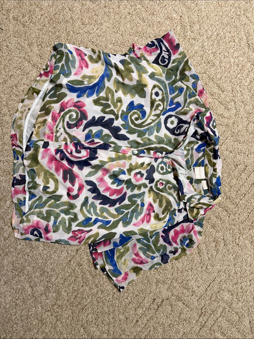 Zac & Rachel Multicolor Watercolor Paisley Blouse